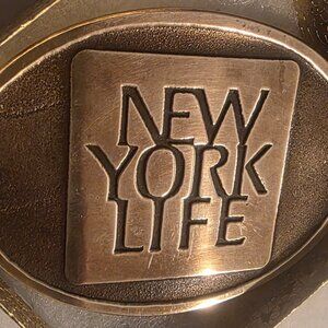 Vintage Metal Belt Buckle, Nice Brass, New York Life, Insurance, Nice Western